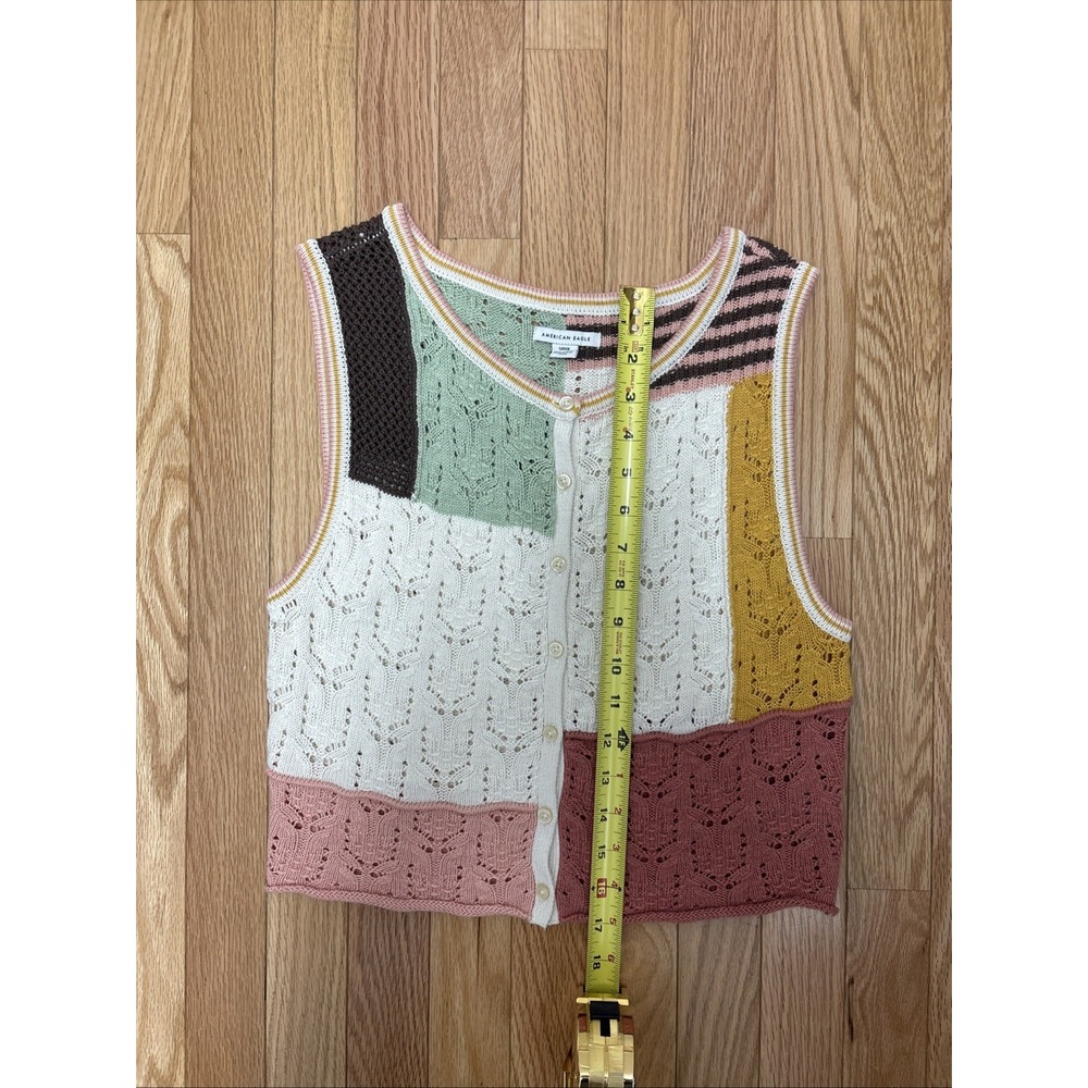 American Eagle Patchwork Knit Vest Sleeveless Swe… - image 4